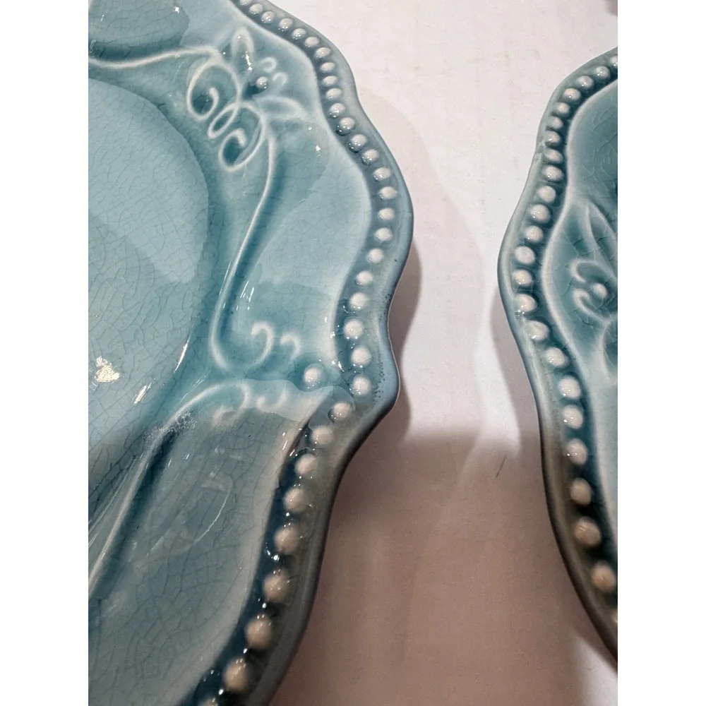 Set of 4 Pioneer Woman Paige Teal Salad Plates.